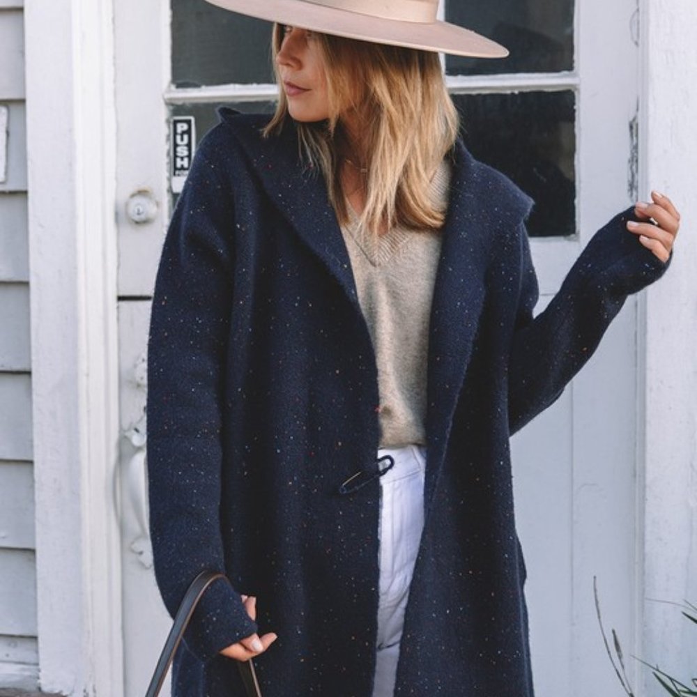 Love Stitch Navy Speckled Coatigan